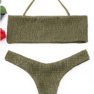 Olive Green Bandeau Bikini Bottoms
